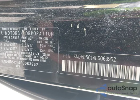 2015 Kia Sedona Lx из США, поврежденный, VIN KNDMB5C14F6063962